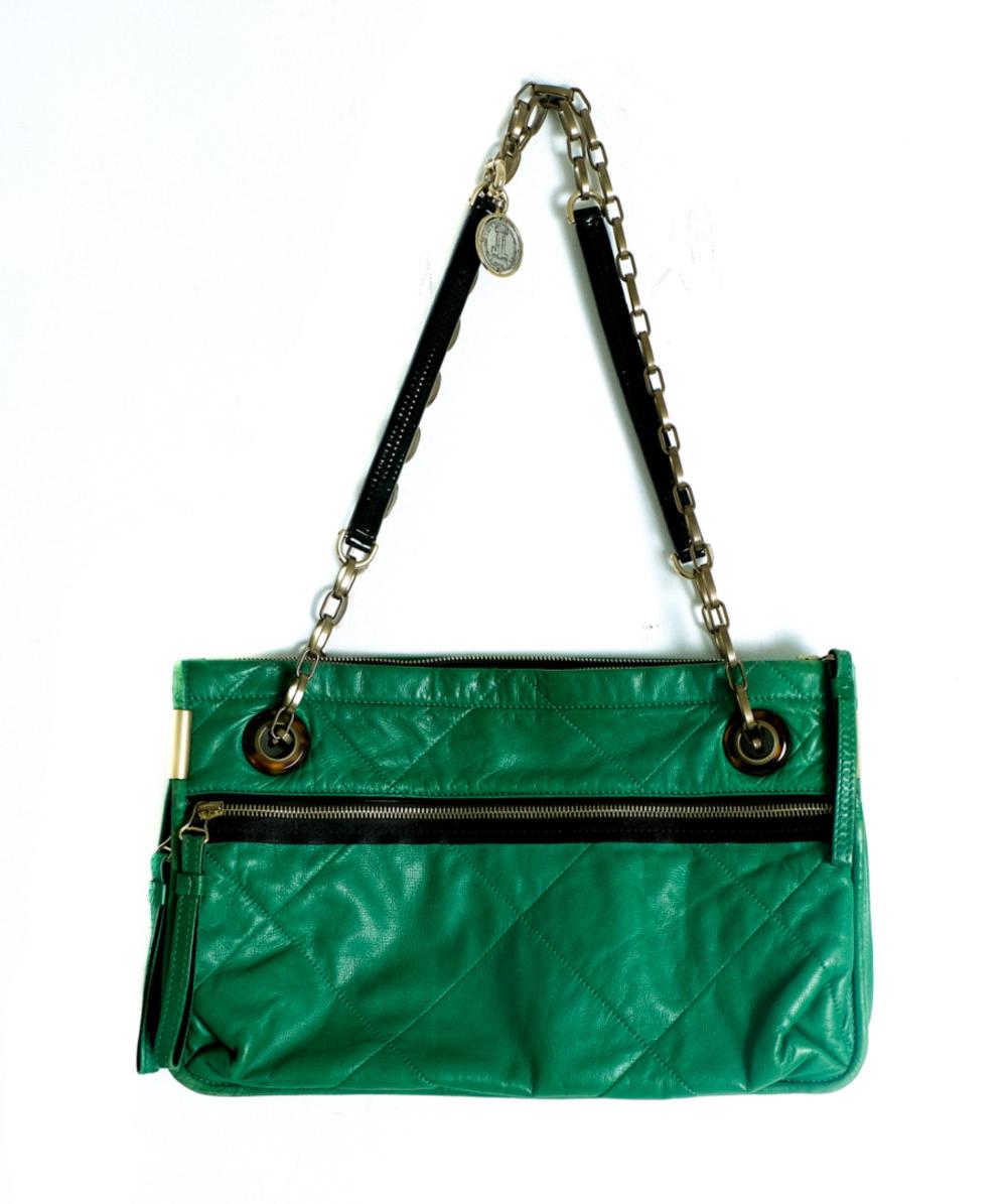 Appraisal: LANVIN AMALIA GREEN QUILTED LAMBSKIN SHOULDER BAGLanvin Amalia expandable shoulder