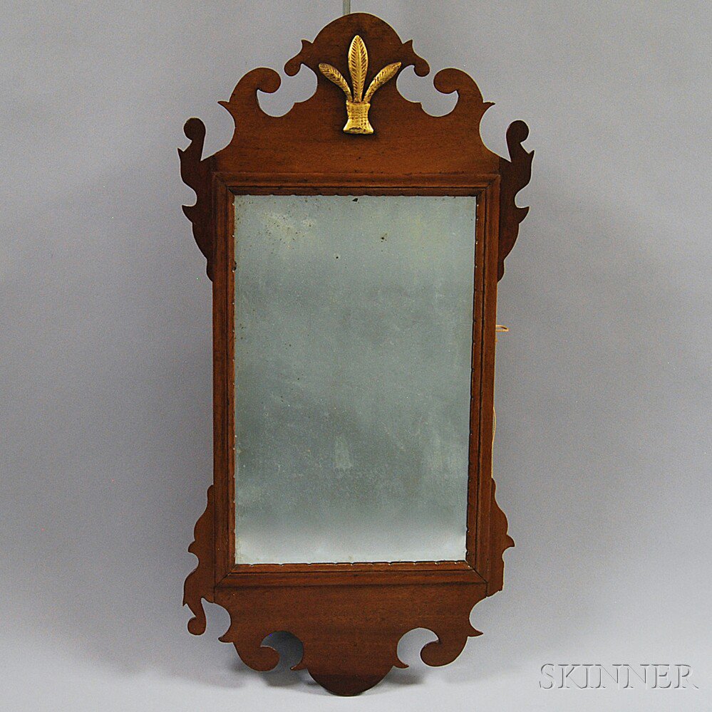 Appraisal: Small Chippendale Mahogany Scroll-frame Mirror possibly Connecticut late th century