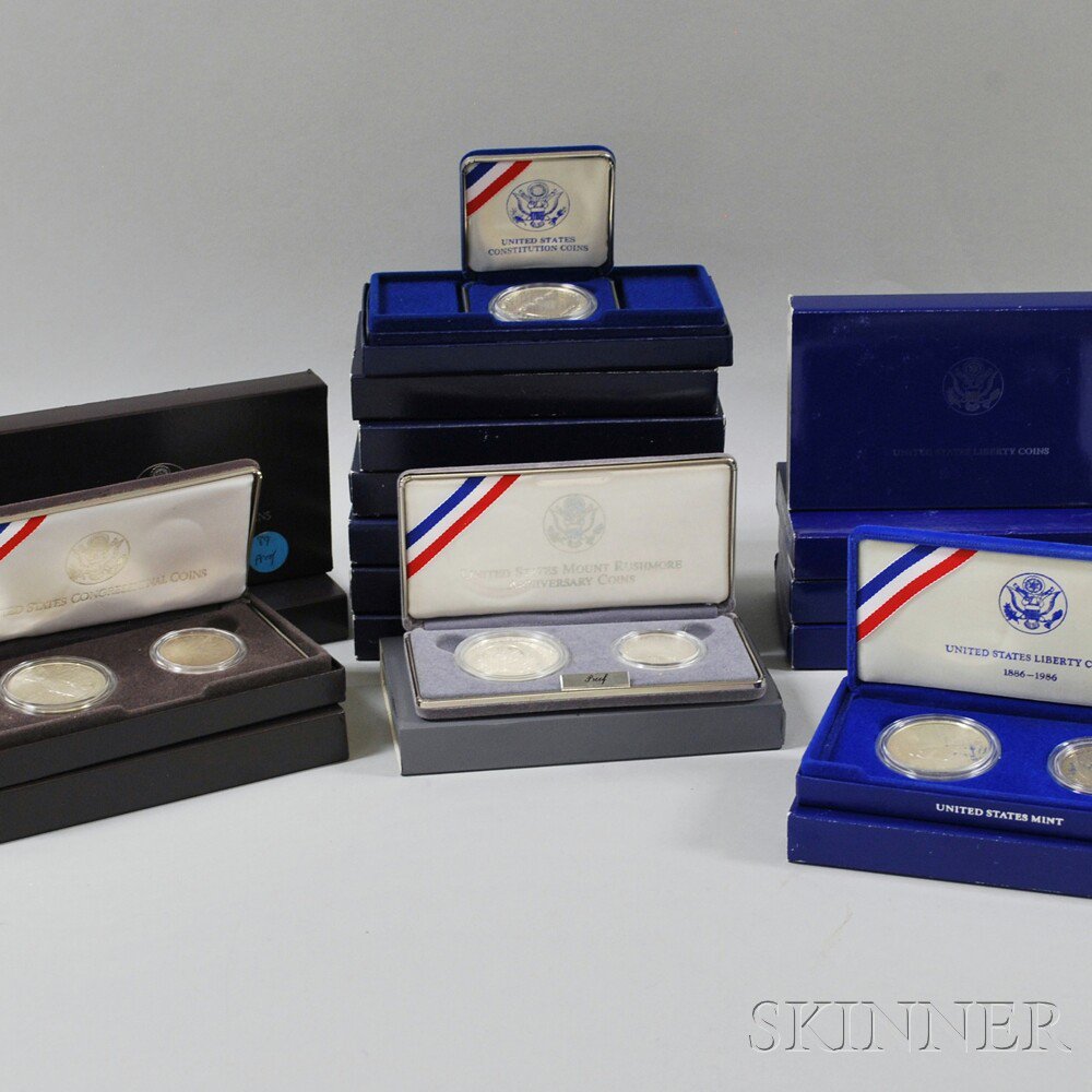 Appraisal: Fifteen Cased Silver Bullion Liberty Dollar and Half-dollar Coin Sets