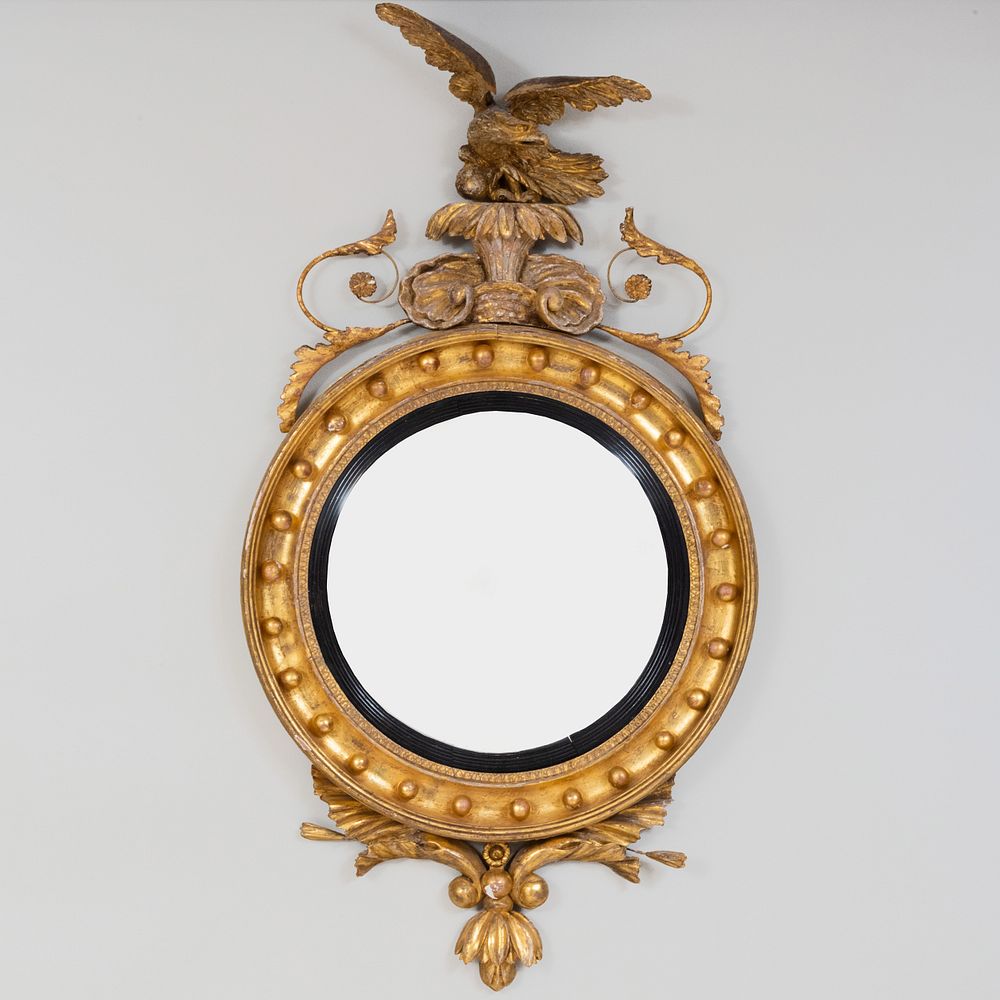 Appraisal: Regency Giltwood Convex Mirror ft in x in The Collection