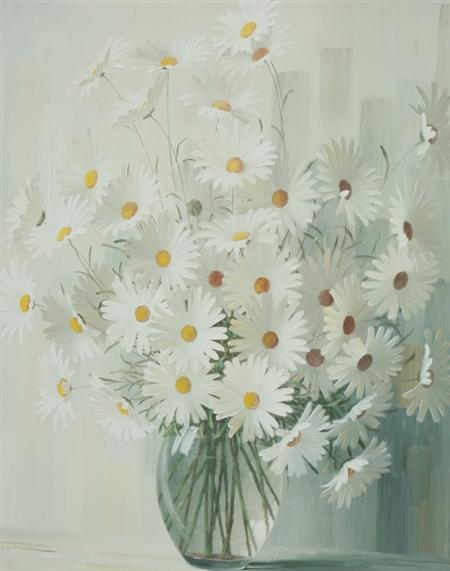 Appraisal: i Rouviere th Century Still Life with Daisies Estimate -