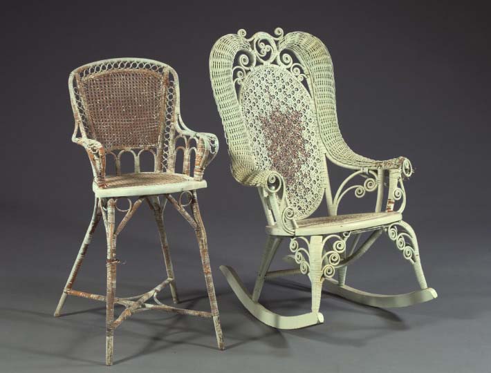 Appraisal: American Late Victorian Rocking Chair ca now painted white the