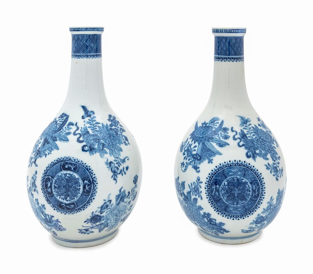 Appraisal: A Pair of Chinese Export Blue Fitzhugh Porcelain Vases Height