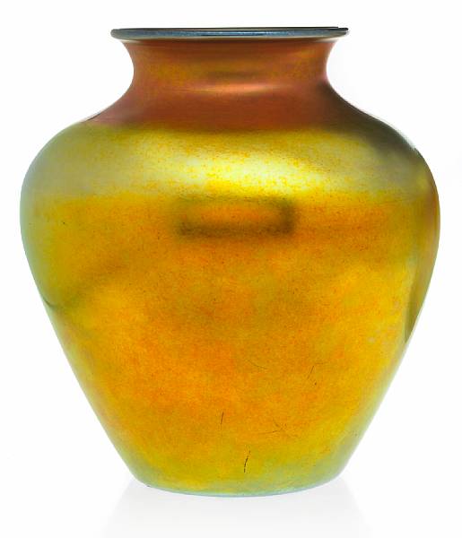 Appraisal: A Steuben gold Aurene glass baluster vase shape - engravedSteuben