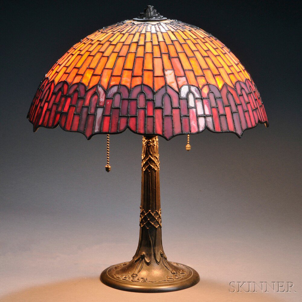 Appraisal: Mosaic Glass Table Lamp Attributed to Gorham Art glass metal