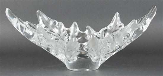 Appraisal: Lalique leaf-form centerpiece bowl th century molded and frosted glass