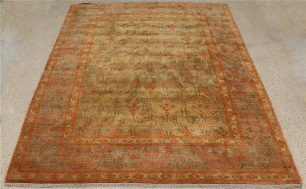 Appraisal: NEPAL WOOL RUG muted design in autumn colors approx '