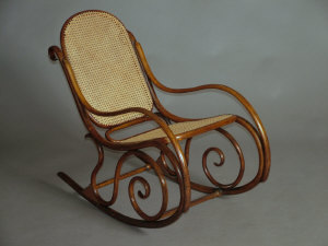 Appraisal: A late th century bentwood rocking chair stamped 'THONET' verso