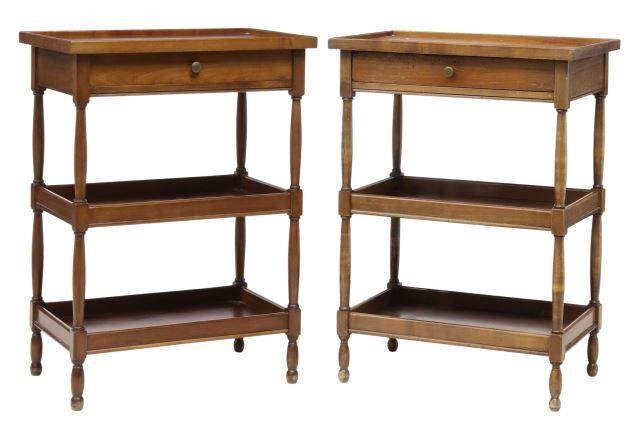 Appraisal: lot of French Louis Philippe style fruitwood three-tier bedside stands