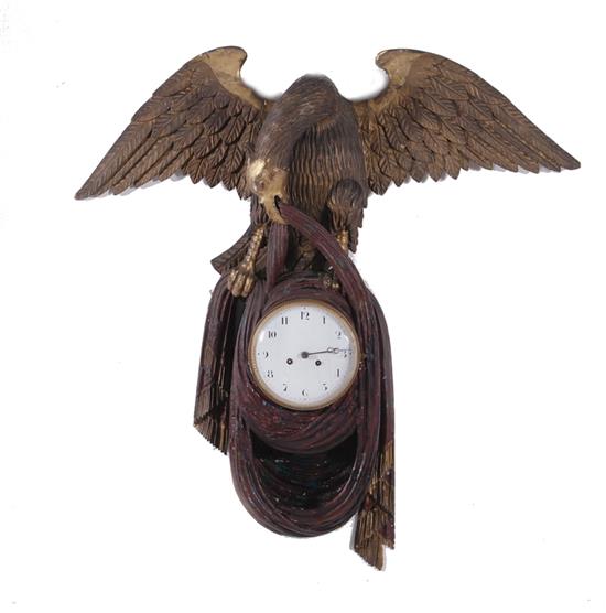 Appraisal: Austrian carved parcel-gilt and painted eagle clock th century eagle