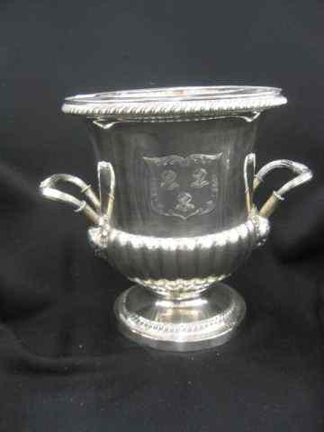 Appraisal: Sheffield English Silverplate Wine Cooler family crest on shield ribbed