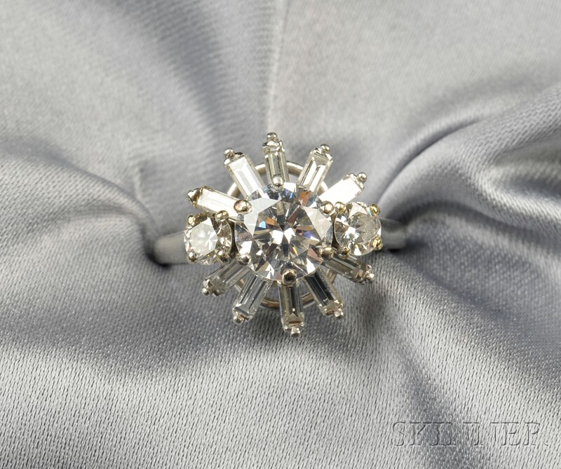 Appraisal: Platinum and Diamond Ring set with a transitional-cut diamond weighing