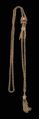 Appraisal: Victorian Gold Chain Slide double-link chain with slide accent with