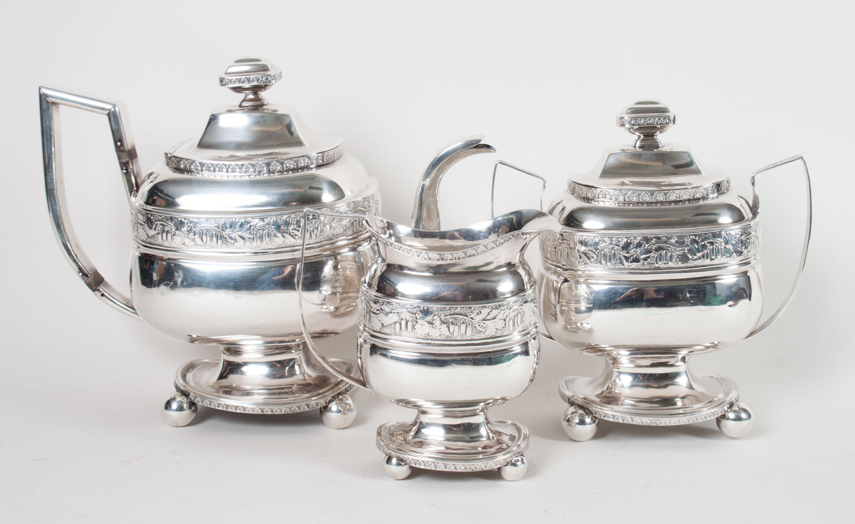 Appraisal: Classical style silver -piece tea service W B Heyer New