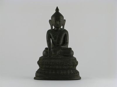 Appraisal: A Burmese bronze figure of Buddha seated in lalitasana mudra