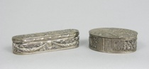 Appraisal: Lot of Two European Silver Vanity Boxes Oval pill box