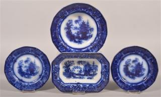 Appraisal: Various Pieces of Chen-Si Pattern Flow Blue China Soup plate