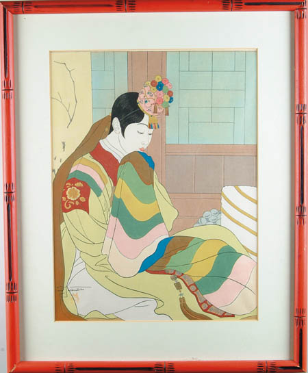 Appraisal: PAUL JACOULET French - THE KOREAN BRIDE Woodblock print on