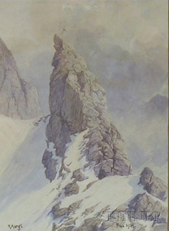 Appraisal: Framed Watercolor on Paper of Alpine View Frau Hitt by