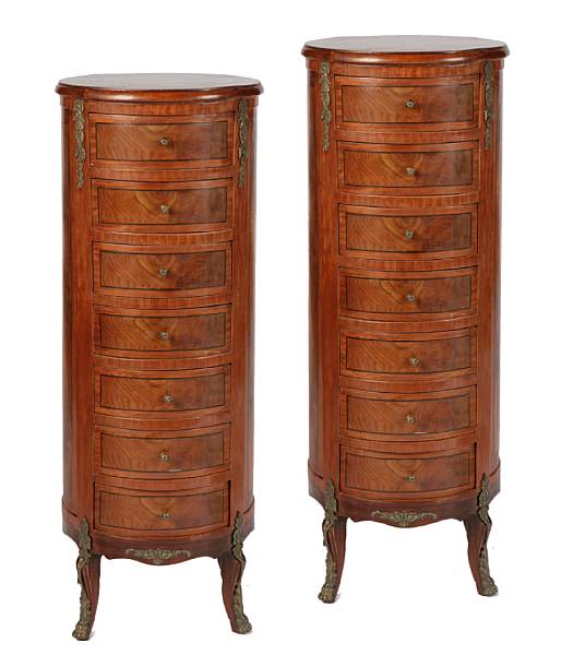 Appraisal: A pair of Louis XV style mixed wood semaniers height