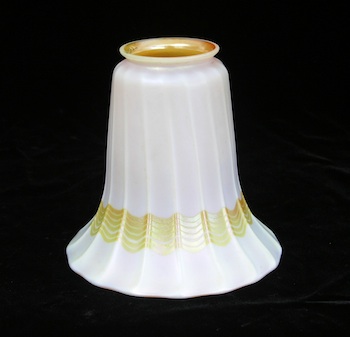 Appraisal: A Signed Quezal Aurene Art Glass Shade White aurene shade