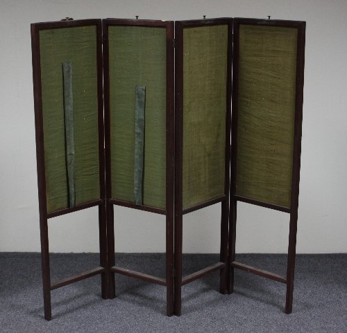 Appraisal: A Victorian mahogany four-panelled screen cm wideProvenance Corsham Court