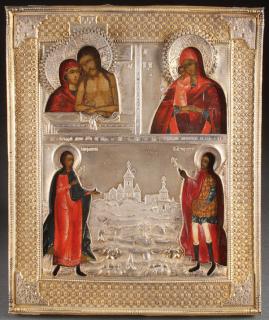 Appraisal: RUSSIAN ICON SILVER OKLAD DATED A RUSSIAN ICON IN THREE