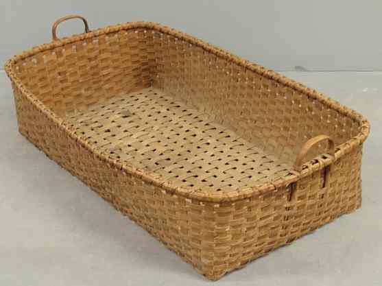 Appraisal: Massive rectangular splintwood basket h x x