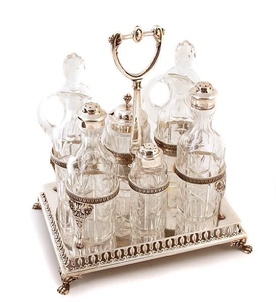 Appraisal: An Italian Empire style silver cruet stand circa - height