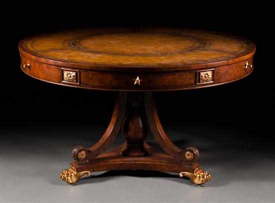 Appraisal: Maitland-Smith Regency style carved burl walnut center with gilt tooled