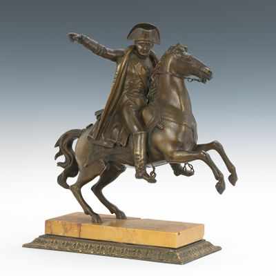 Appraisal: A Cast Bronze Equestrian Napoleon Figural Cast bronze with brown