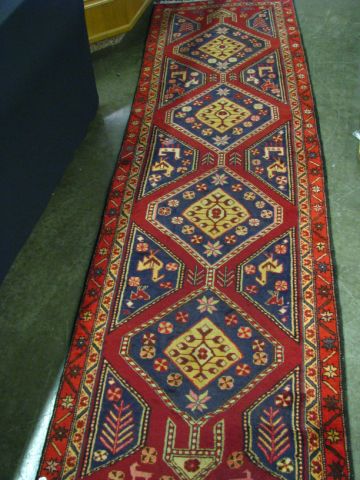 Appraisal: Oriental Rug runner geometric tribal design ' x ' circa