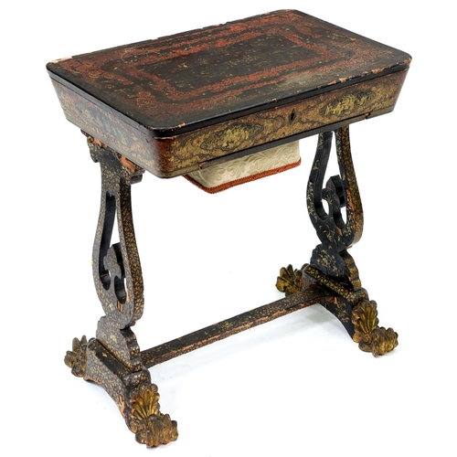 Appraisal: A Chinese black and gold lacquer work table for the