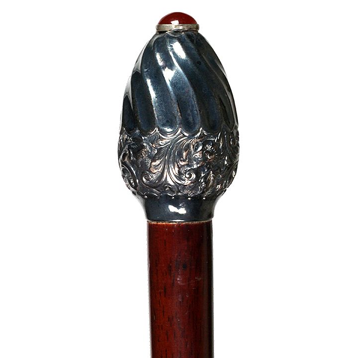 Appraisal: Carnelian And Silver Dress Cane Ca - An egg shaped