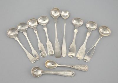 Appraisal: A Collection of American Coin Silver Master Salt Spoons Consisting