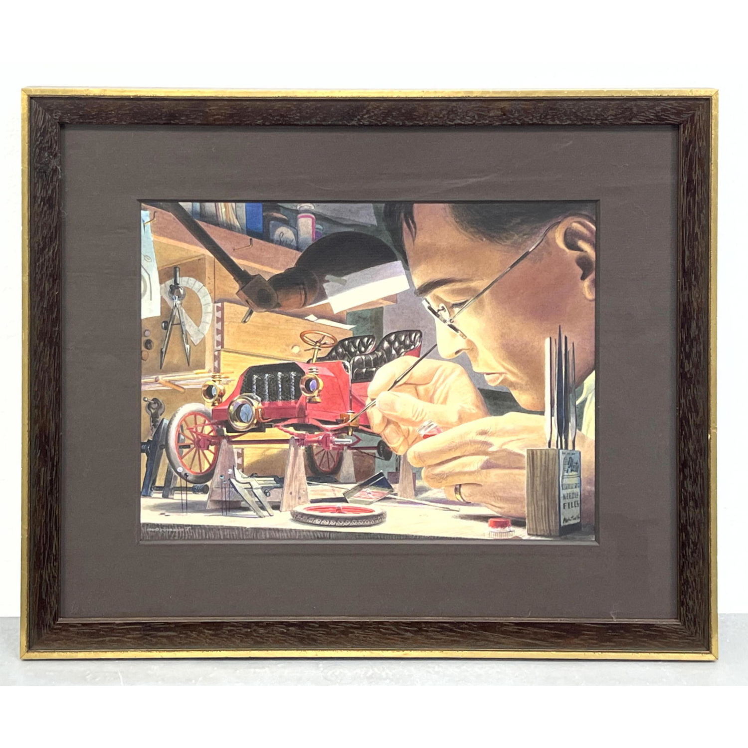 Appraisal: Paul Nonnast realist Drawing Framed under Glass Model Builder Dimensions