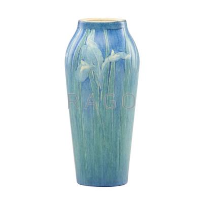 Appraisal: NEWCOMB COLLEGE Vase w irises Condition Report