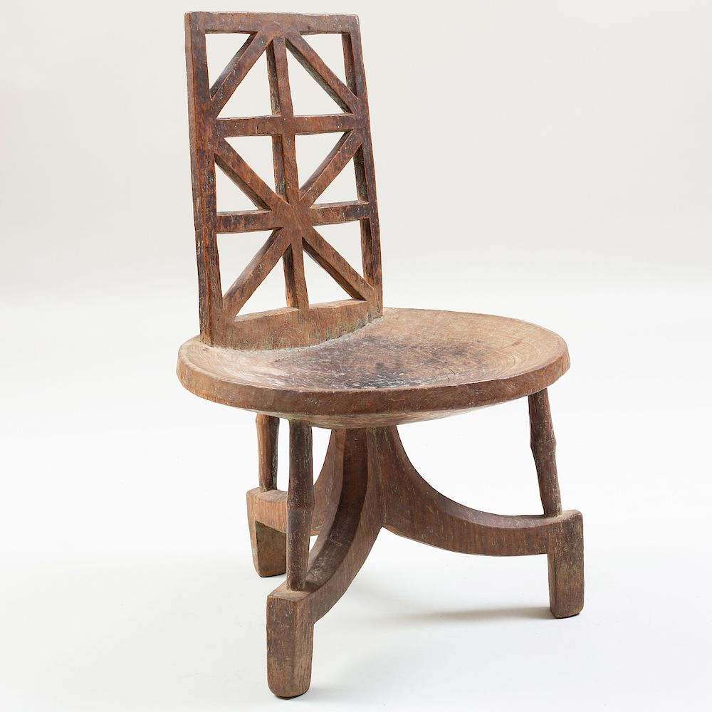 Appraisal: Ethiopian Wooden Chair Walaga Ethiopian Wooden Chair Walaga x x