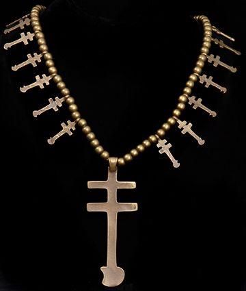 Appraisal: SOUTHWEST ISLETA PUEBLO CROSS BRASS NECKLACE in See Pleasing The