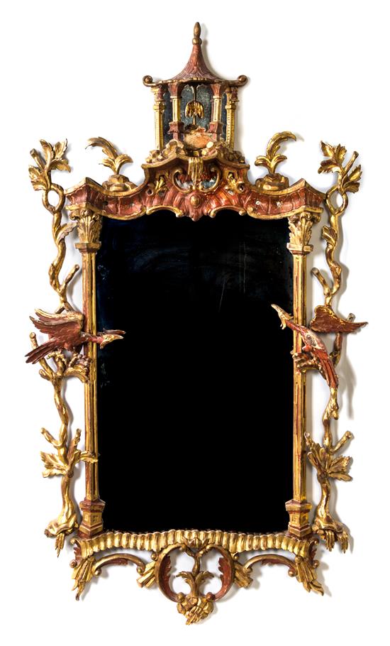 Appraisal: Sale Lot A Chinese Chippendale Style Gilt and Lacquered Mirror