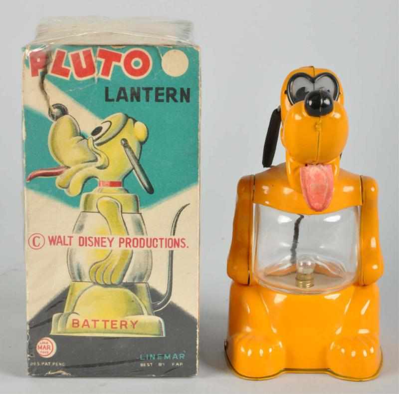 Appraisal: Tin Linemar Disney Pluto Battery-Op Lantern Description Japanese Working Original