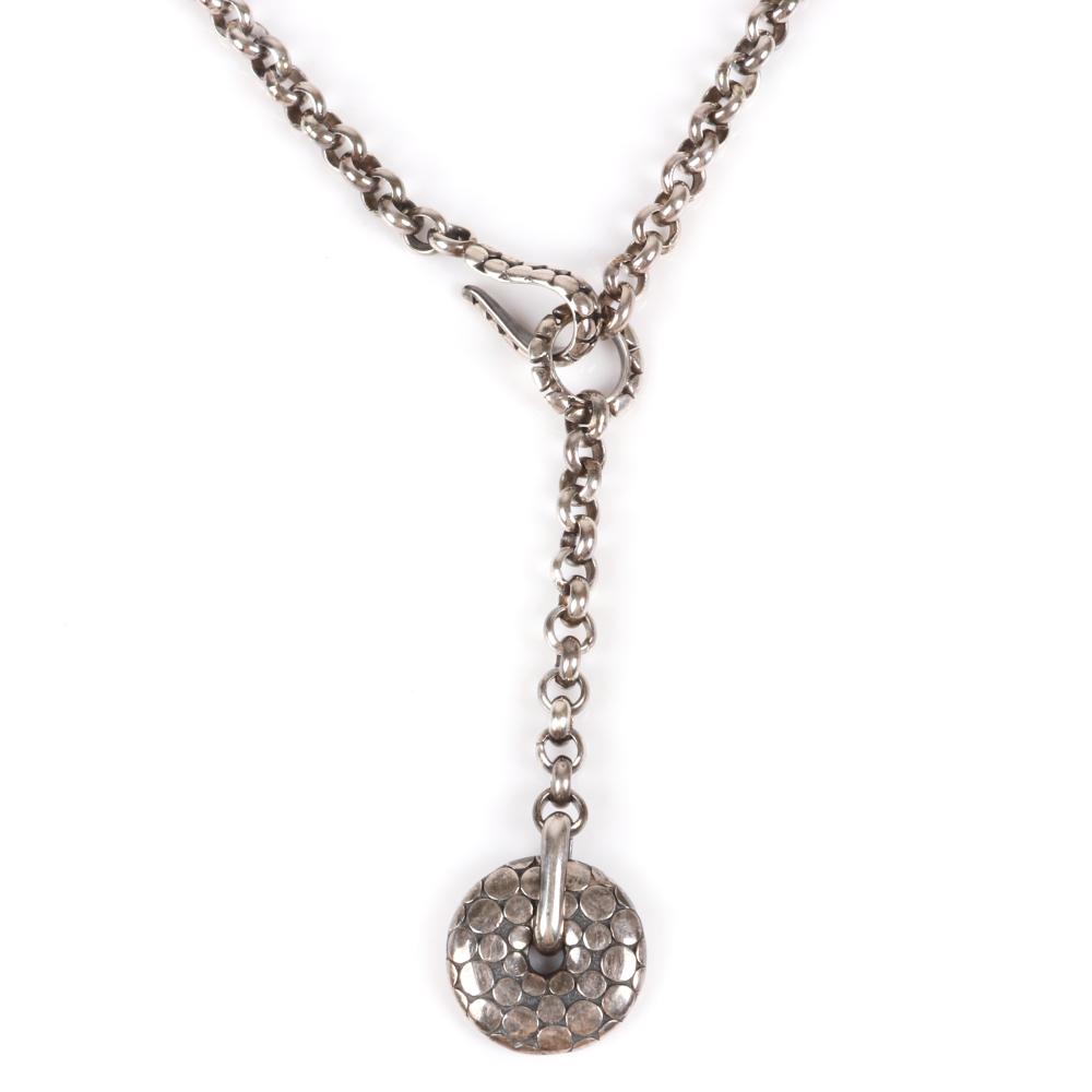 Appraisal: JOHN HARDY STYLE BALI STERLING SILVER LARIAT LINKED DROP NECKLACE