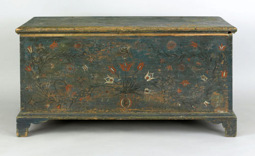 Appraisal: Pennsylvania painted poplar dower chest dated inscribed Abraham Hayn with