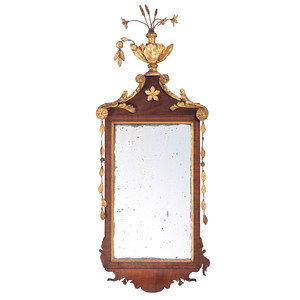 Appraisal: A Federal Parcel-Gilt Mahogany Star and Urn Decorated Looking Glass