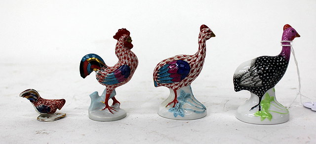 Appraisal: A SMALL HEREND PORCELAIN FIGURE of a guinea fowl with