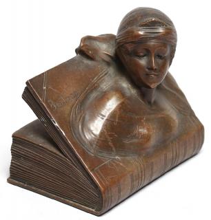 Appraisal: Jennings Brothers Bronzed Beatrice Paperweight Circa s- s the bronzed