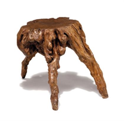 Appraisal: Fine and large root wood stool th century Of tripod