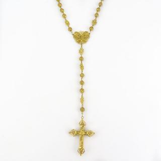 Appraisal: Vintage Karat Filigree Yellow Gold Rosary Necklace with Karat Filigree