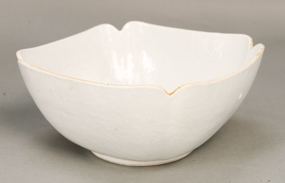 Appraisal: Cut corner white monochrome bowl China with slight traces of