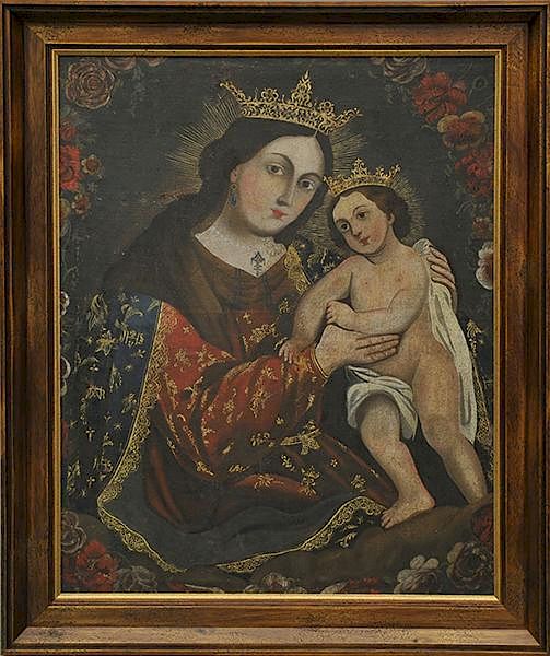 Appraisal: Our Lady of Refuge Oil on Canvas th C Spanish